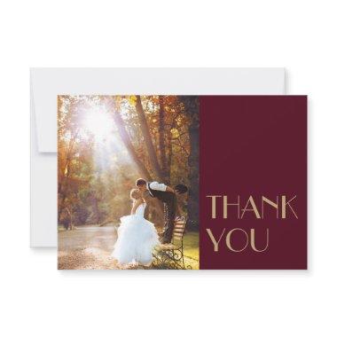 Gold Type Deco | Burgundy Wedding Flat Photo Thank You