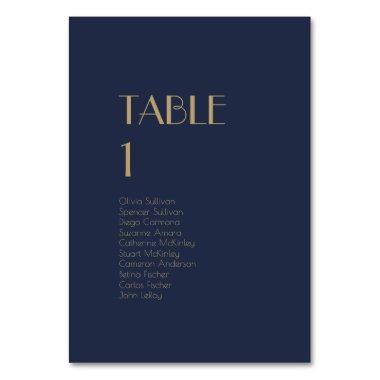 Gold Type Deco | Dark Navy Table Number Guests