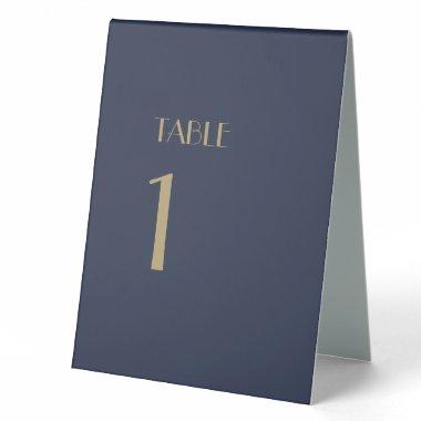 Gold Type Deco | Dark Navy Table Number Tent Sign