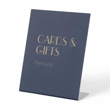 Gold Type Deco | Dark Navy Wedding  and Gifts Pedestal Sign