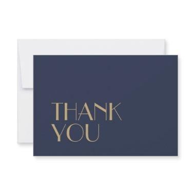 Gold Type Deco | Dark Navy Wedding Flat Thank You