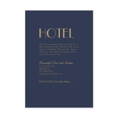 Gold Type Deco | Dark Navy Wedding Hotel Enclosure
