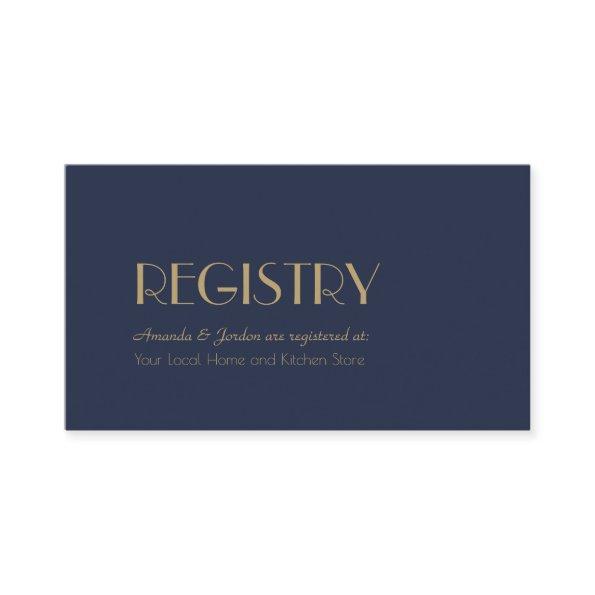 Gold Type Deco | Dark Navy Wedding Registry Enclosure