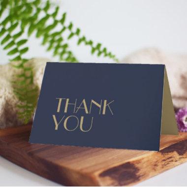 Gold Type Deco | Dark Navy Wedding Thank You Invitations