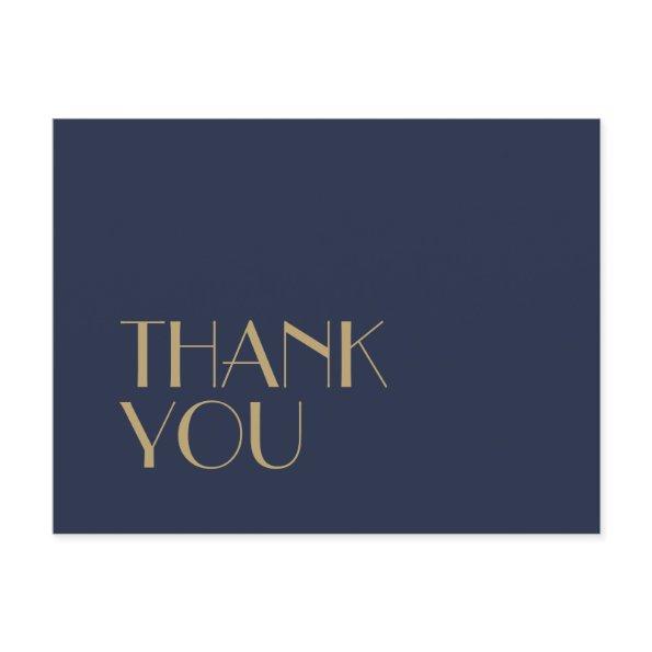 Gold Type Deco | Dark Navy Wedding Thank You PostInvitations