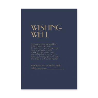 Gold Type Deco | Dark Navy Wedding Wishing Well Enclosure Invitations