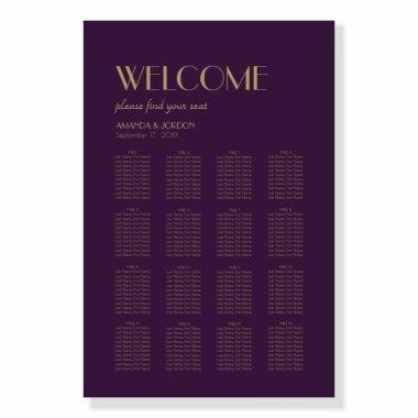 Gold Type Deco Dark Purple Seat Plan Welcome Sign