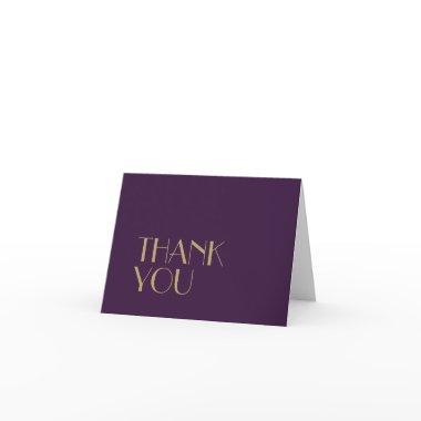 Gold Type Deco Dark Purple Wedding Photo Thank You