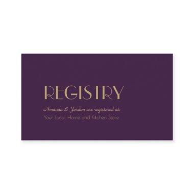 Gold Type Deco | Dark Purple Wedding Registry Enclosure