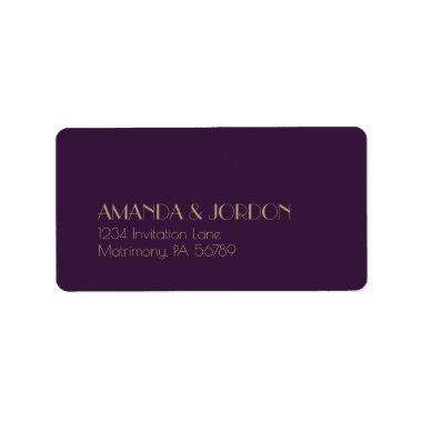 Gold Type Deco | Dark Purple Wedding RSVP Address Label