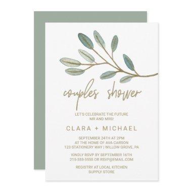 Gold Veined Eucalyptus Couples Shower Invitations