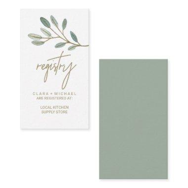 Gold Veined Eucalyptus Gift Registry Enclosure Invitations