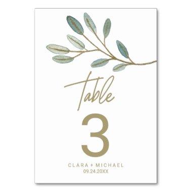 Gold Veined Eucalyptus Table Number