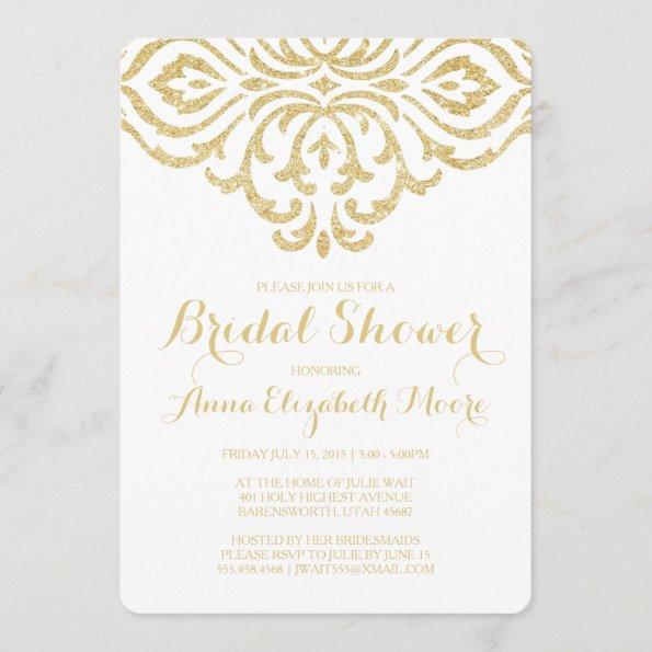 Gold Vintage Glam Elegant Bridal Shower Invitations