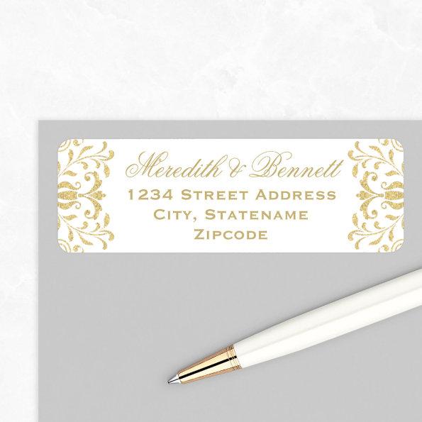 Gold Vintage Glamour Wedding Return Address Label