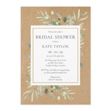 Gold Watercolour Greenery Rustic