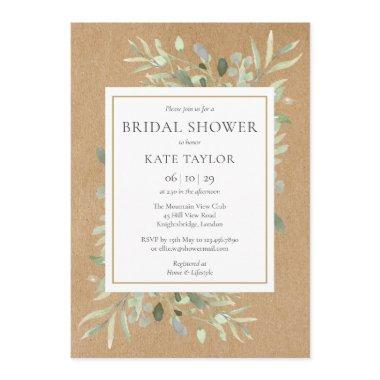 Gold Watercolour Greenery Rustic Bridal Shower Invitations