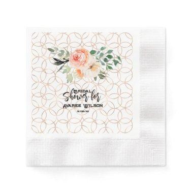 Gold Wedding Ring Pattern with Orange Roses Napkins