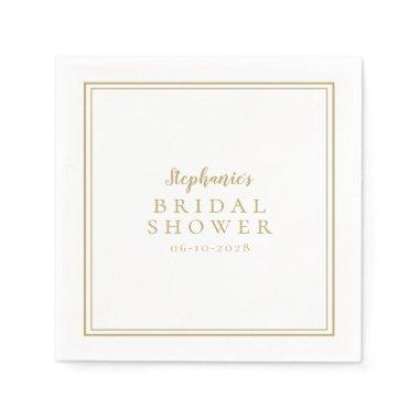 Gold White Bridal Shower Wedding Simple Modern Napkins