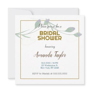 Gold White Color Floral Minimalist  Save The Date