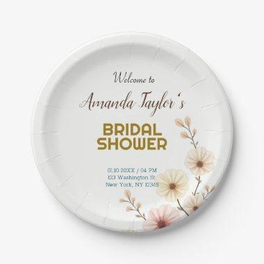 Gold White Color Minimalist  Paper Plates
