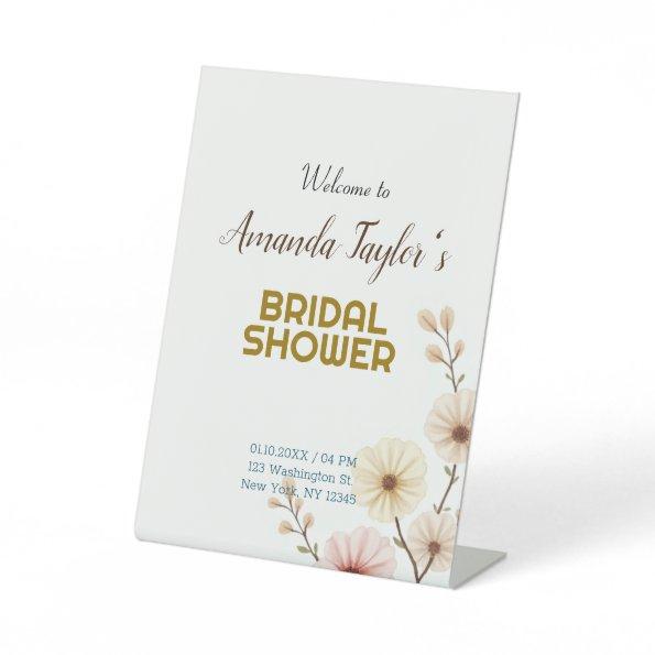 Gold White Color Minimalist  Pedestal Sign
