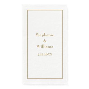 Gold White Elegant Classic Name Wedding Minimal Paper Guest Towels