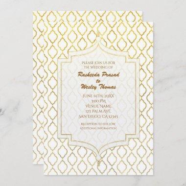 Gold & White Elegant Moroccan Wedding Invitations