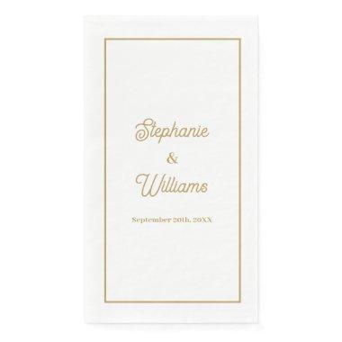 Gold White Elegant Script Name Wedding Minimal Paper Guest Towels