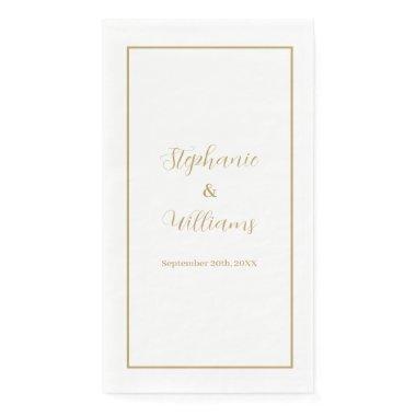 Gold White Elegant Simple Name Wedding Minimal Paper Guest Towels