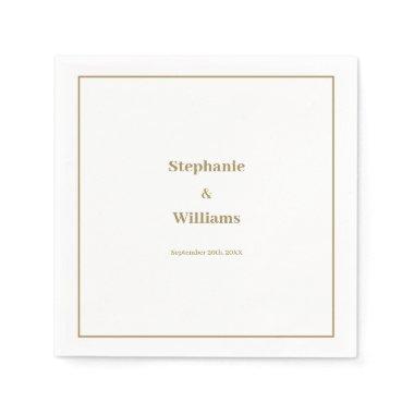 Gold White Elegant Wedding Minimal Modern Napkins