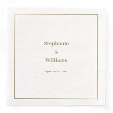 Gold White Elegant Wedding Minimal Modern Paper Dinner Napkins