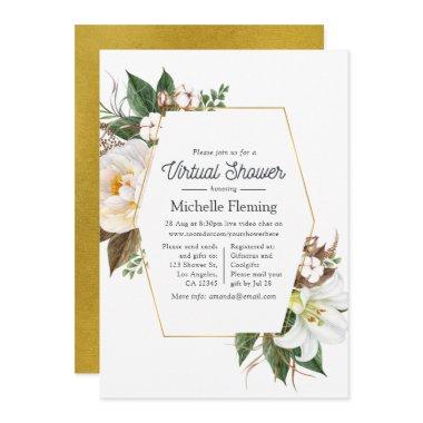 Gold & White Floral Virtual Shower