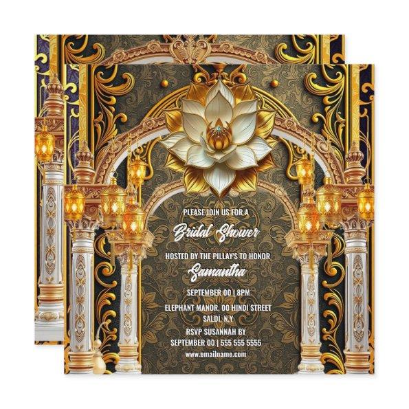 Gold white lotus flower royal palace indian arch holiday