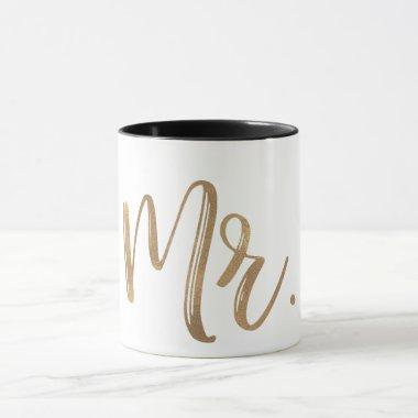 Gold & White MR. Typography Modern Minimal Type Mug