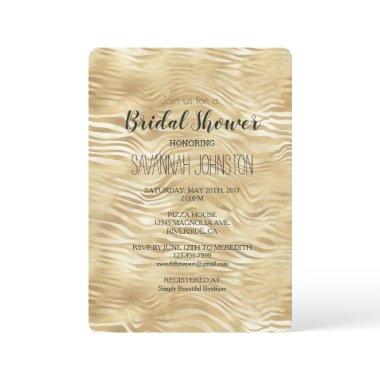 Gold White Zebra Print bridal shower  Invitations