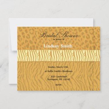 Gold Wild Animal Print Bridal Shower Invitations
