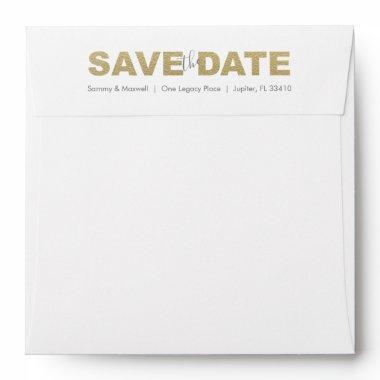 Gold XOXO Save the Date Return Address Envelopes