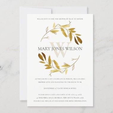 GOLD YELLOW FOLIAGE WREATH SHOWER BY MAIL Invitations