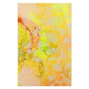 GOLD YELLOW ORANGE ABSTRACT WAVES, FLORAL SWIRLS STATIONERY