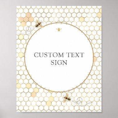 Golden Bee Shower Custom Text Sign