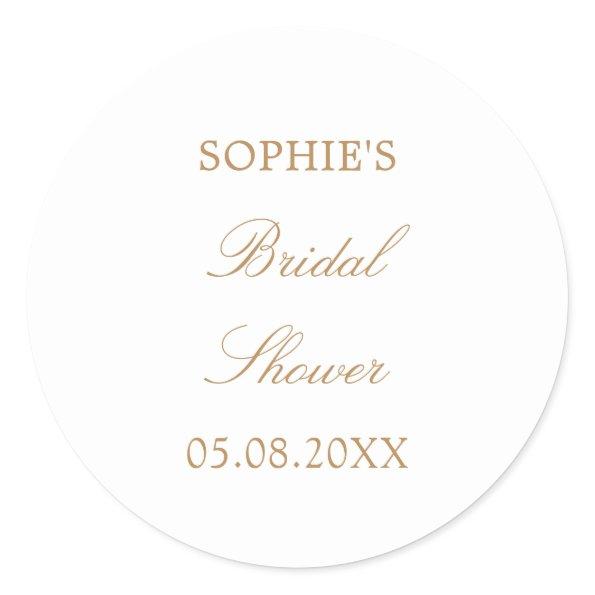 Golden Beige Script  Classic Round Sticker