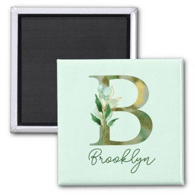 Golden Branches Foliage Greenery Letter B Monogram Magnet
