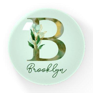 Golden Branches Foliage Greenery Letter B Monogram Paperweight