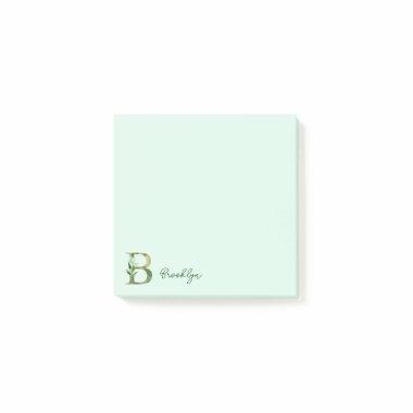 Golden Branches Foliage Greenery Letter B Monogram Post-it Notes