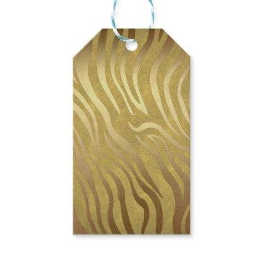 Golden Bronze Zebra Print Jungle Safari Glam Gift Tags