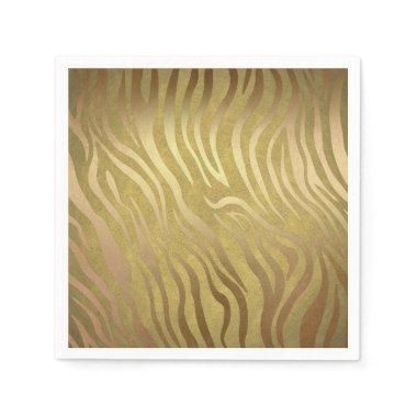 Golden Bronze Zebra Print Jungle Safari Glam Napkins