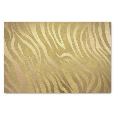 Golden Bronze Zebra Print Jungle Safari Glam Tissue Paper