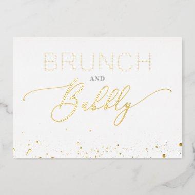 Golden Budget Brunch & Bubbly Quote Bridal Shower Foil Invitations