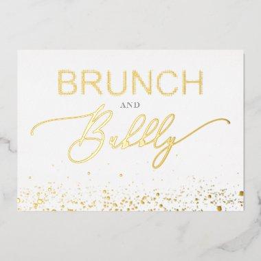 Golden Budget Brunch & Bubbly Quote Bridal Shower Foil Invitations